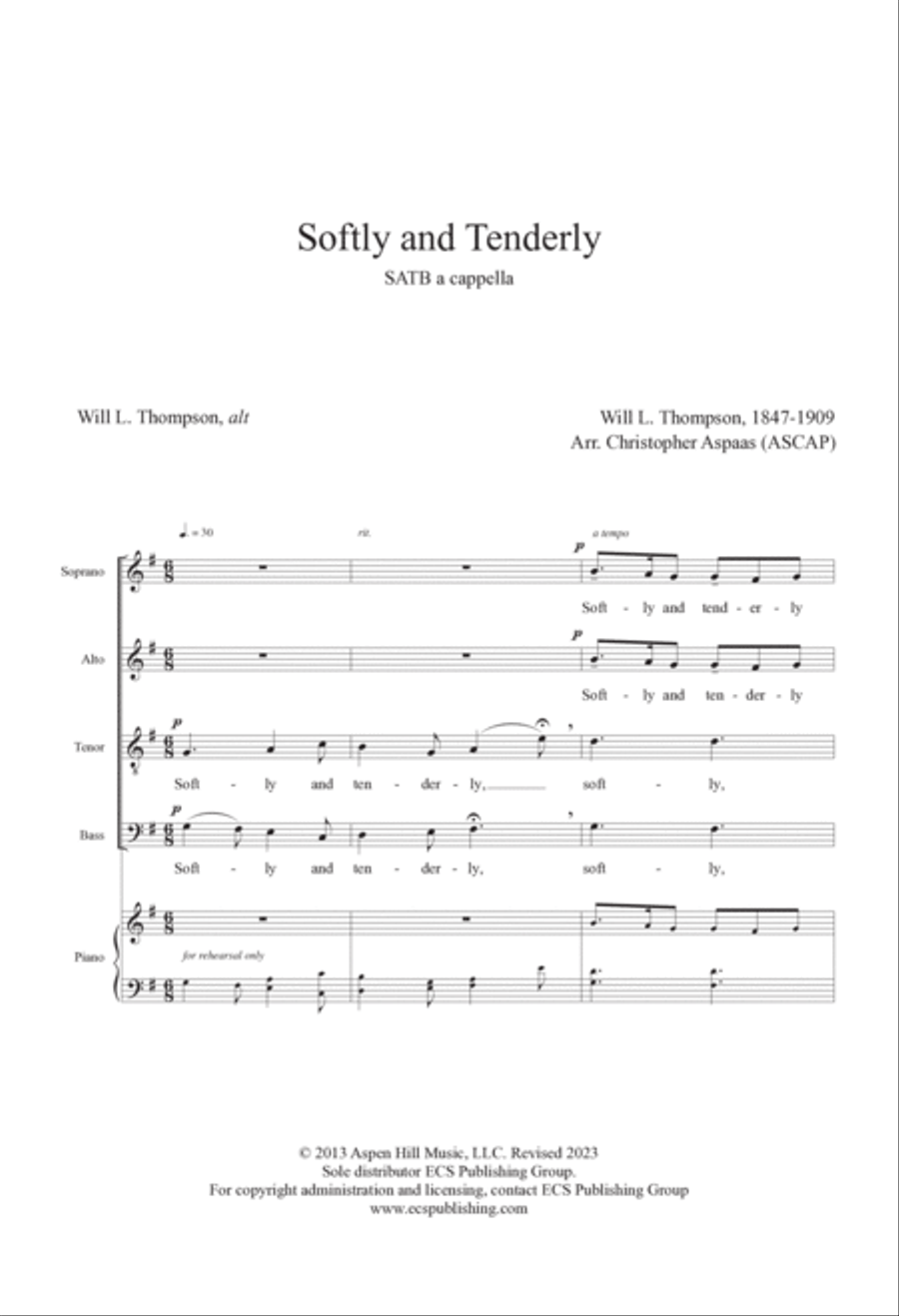Softly and Tenderly 4-Part scores gallery preview page 2