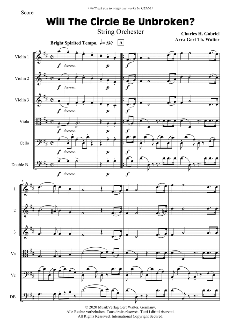Will The Circle Be Unbroken? String Orchestra scores gallery preview page 1
