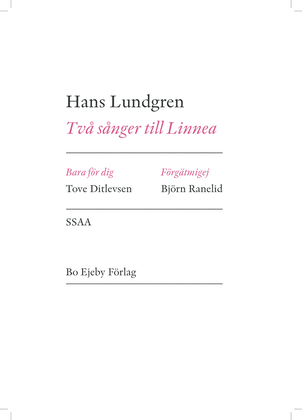 Book cover for Två sånger till Linnea