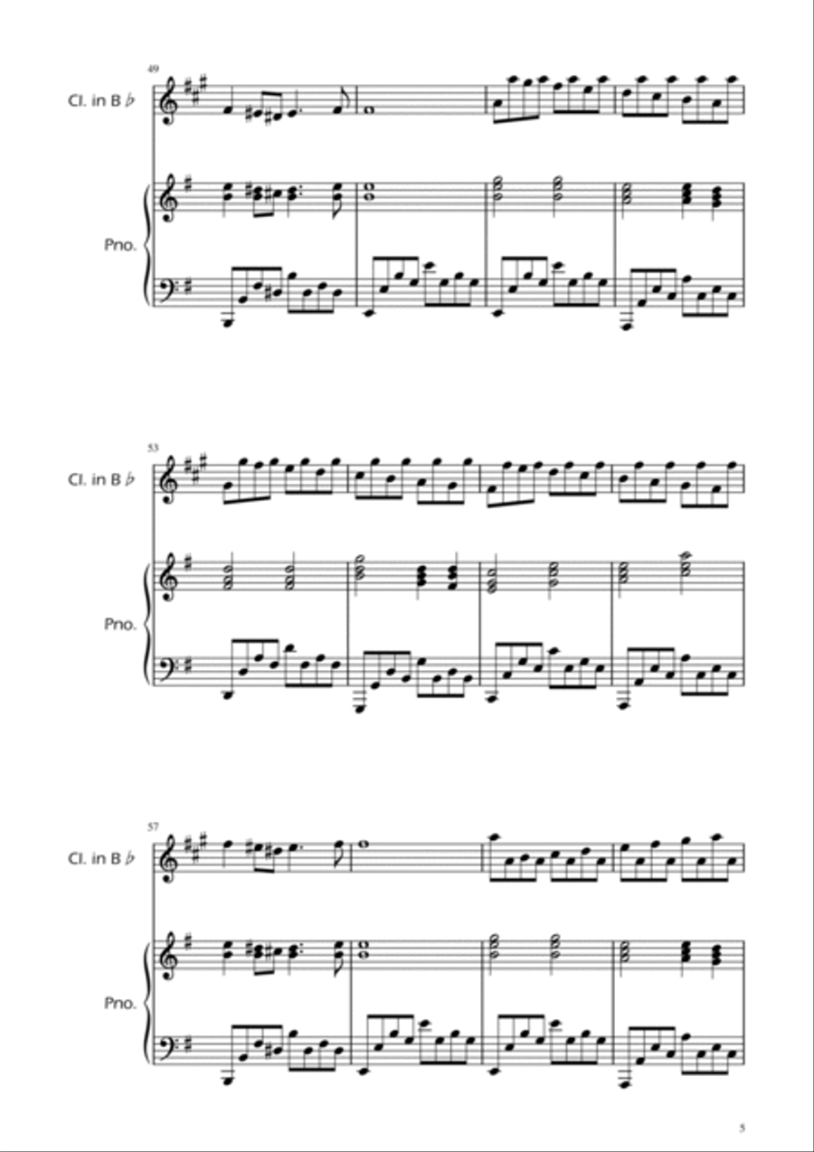 Passacaglia - Handel/Halvorsen - Clarinet Solo w/ Piano Chamber Music scores gallery preview page 5