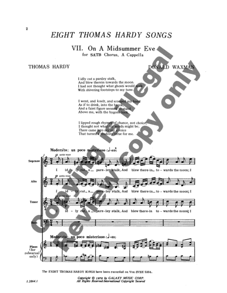 Eight Thomas Hardy Songs: 7. On a Midsummer Eve