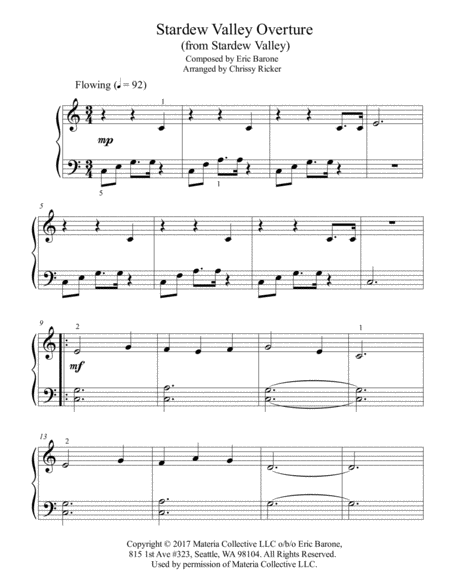 Stardew Valley Overture from Stardew Valley - beginner/big note piano image number null
