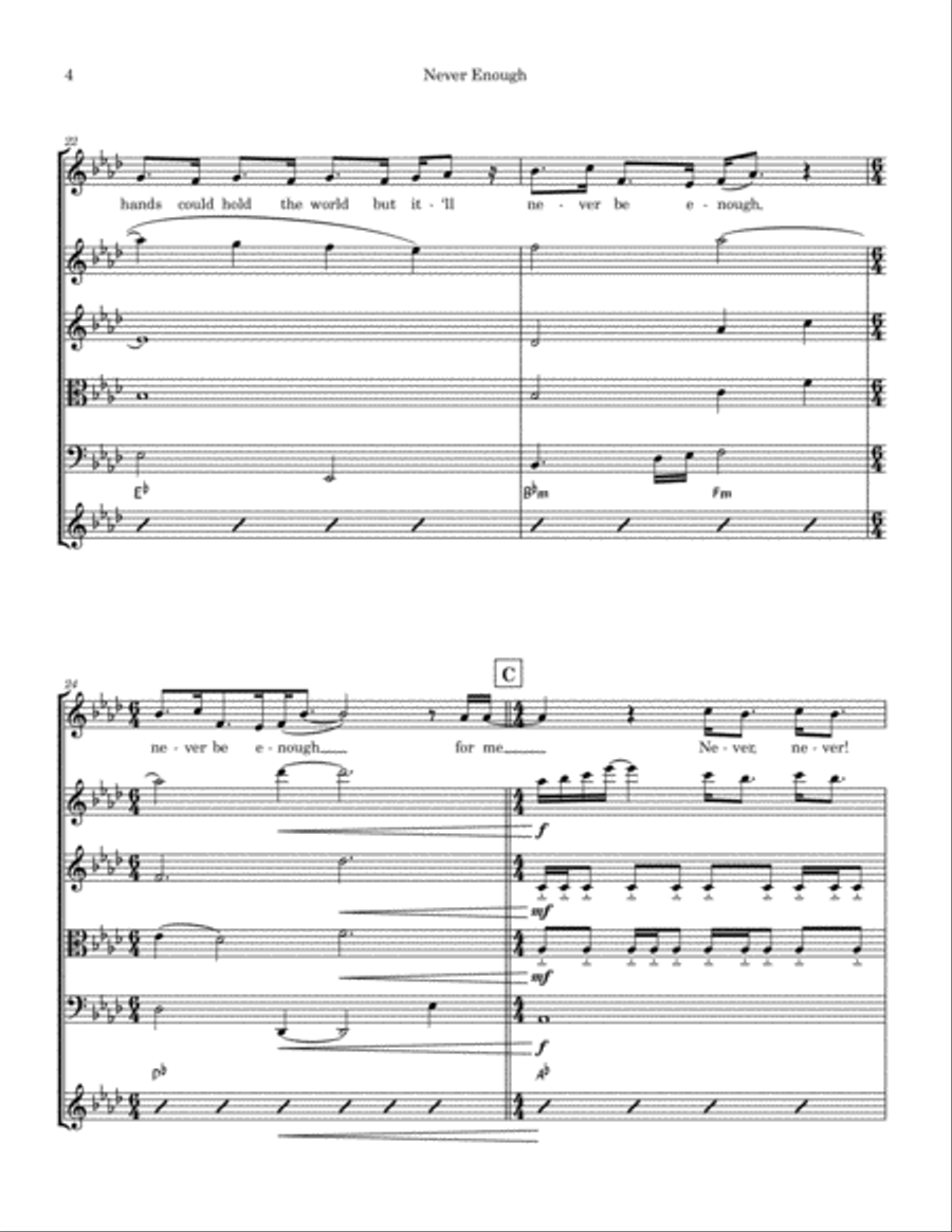 Never Enough String Quartet scores gallery preview page 4