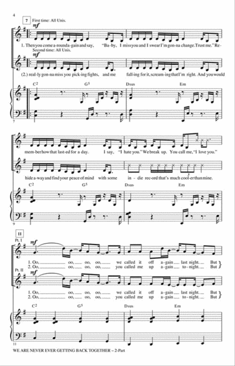 We Are Never Ever Getting Back Together 2-Part scores gallery preview page 3