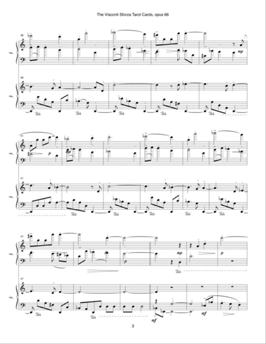 Visconti Sforza Tarot Cards, opus 66 ... Twenty Two Salon Pieces For Two Pianos (1996) 03 La Papessa 2 Pianos, 4-Hands scores gallery preview page 3