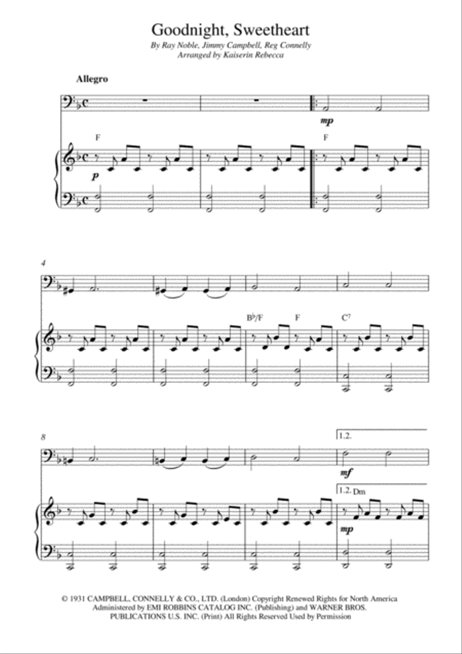 Goodnight Sweetheart Piano scores gallery preview page 1