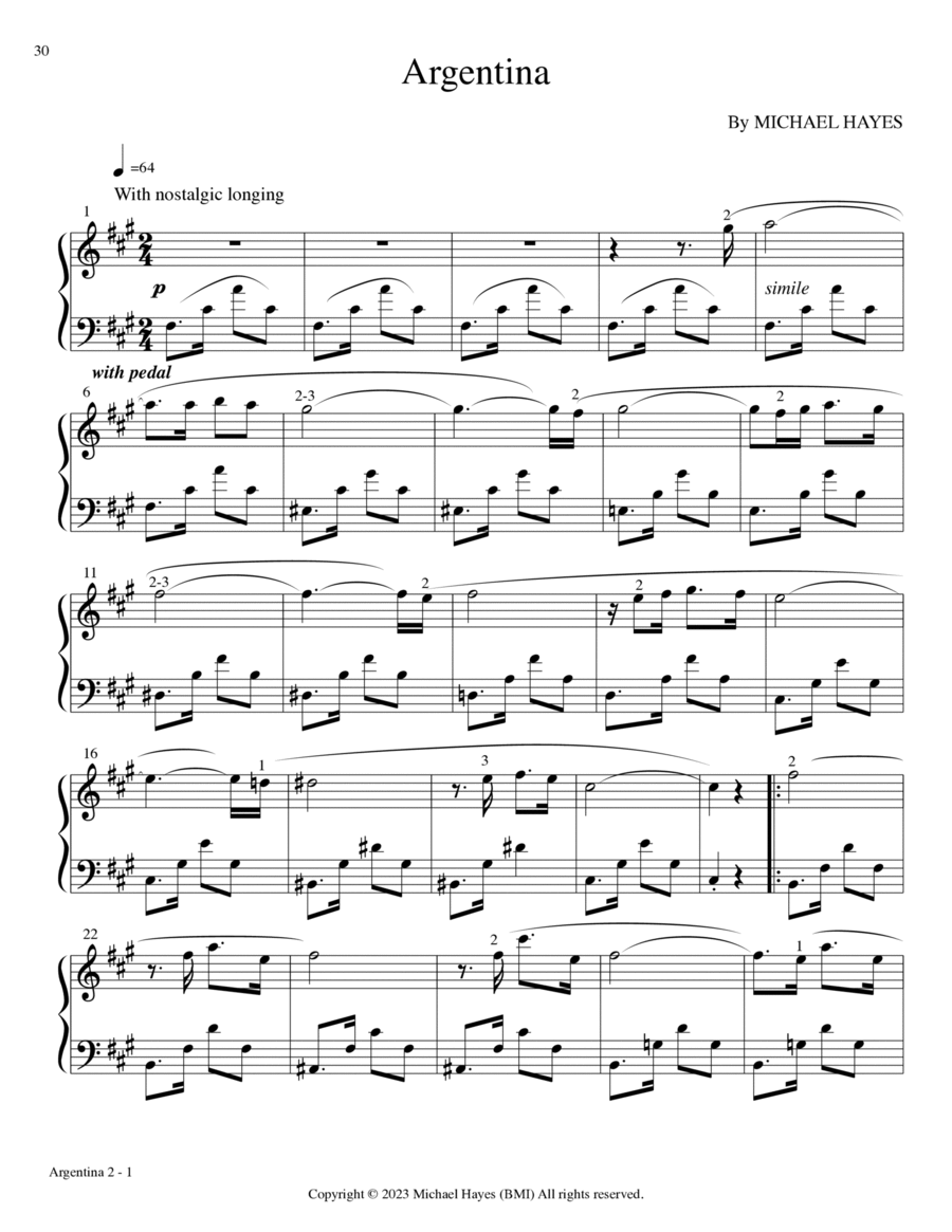 Argentina - From 24 Short Piano Pieces in All Keys Piano Solo scores gallery preview page 1