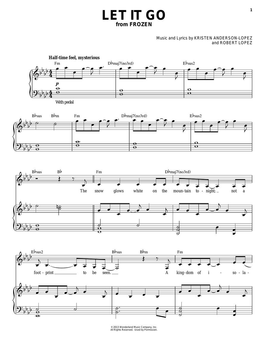Idina menzel let clearance it go piano