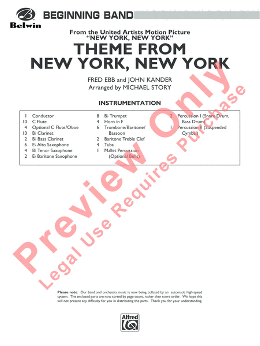 New York, New York, Theme from Concert Band scores gallery preview page 2
