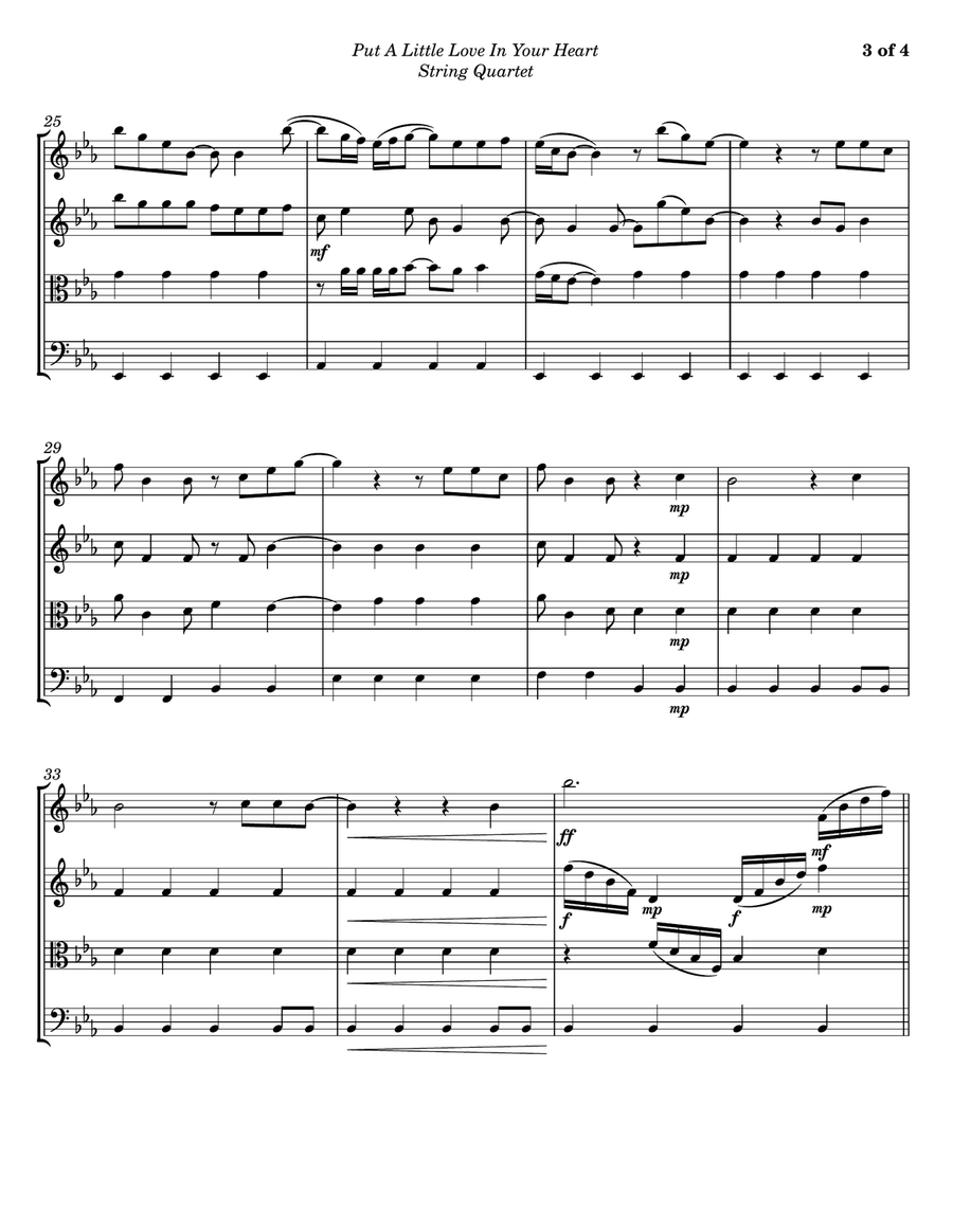 Put A Little Love In Your Heart String Quartet scores gallery preview page 3