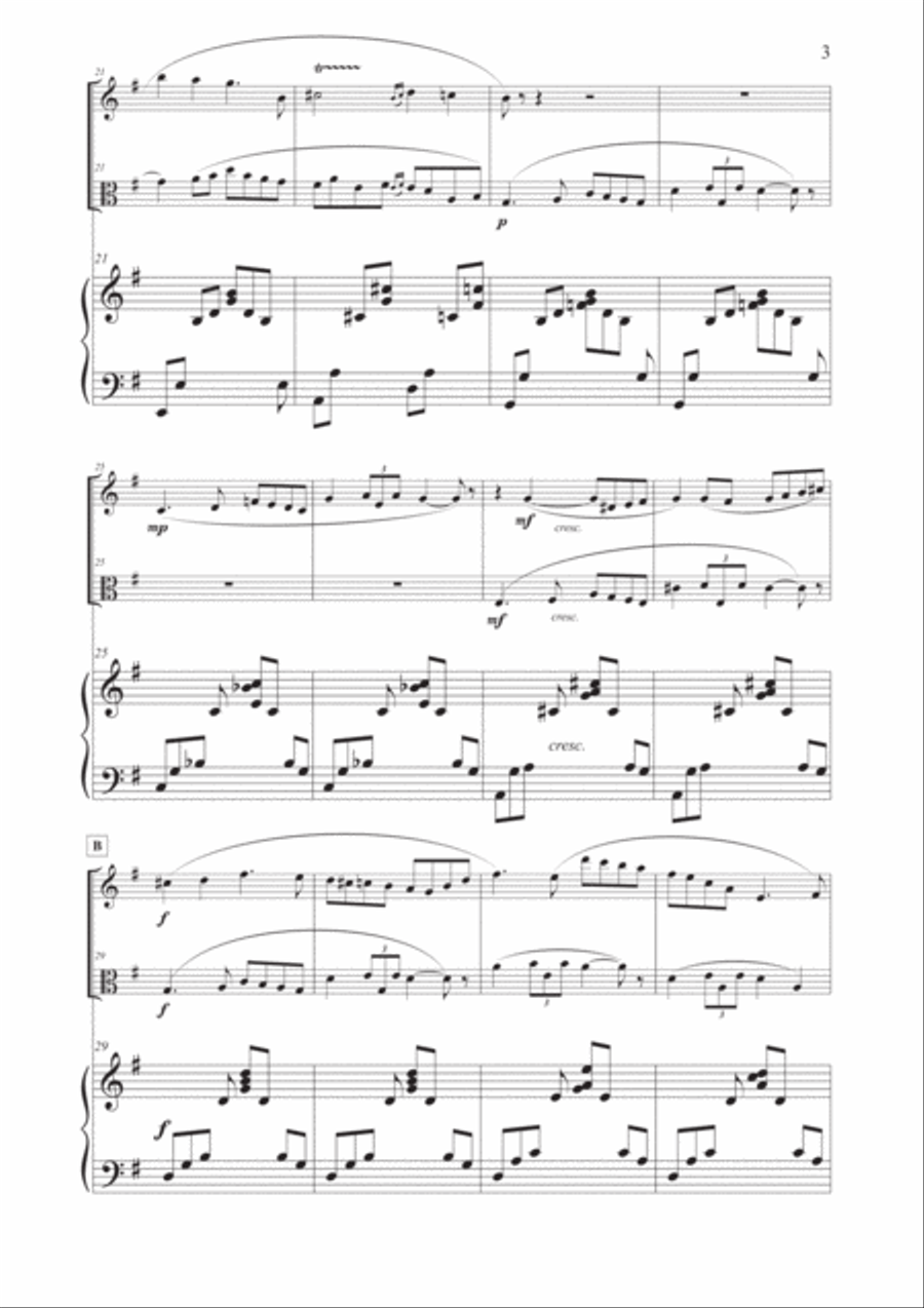 Carmen Intermezzo (Entr'acte) for Piano, Violin and Viola Viola scores gallery preview page 4