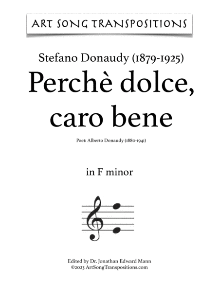 DONAUDY: Perchè dolce, caro bene (transposed to F-sharp minor, F minor, and E minor)