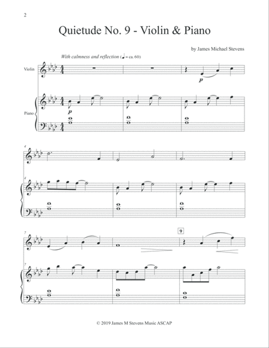 Quietude No. 9- Violin & Piano Violin Solo scores gallery preview page 2