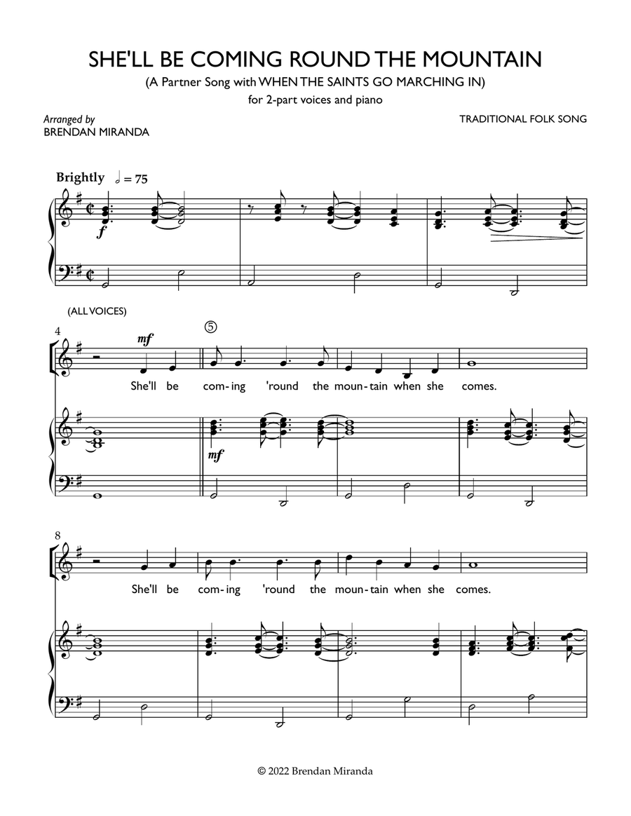 She'll Be Coming 'Round the Mountain 2-Part scores gallery preview page 1