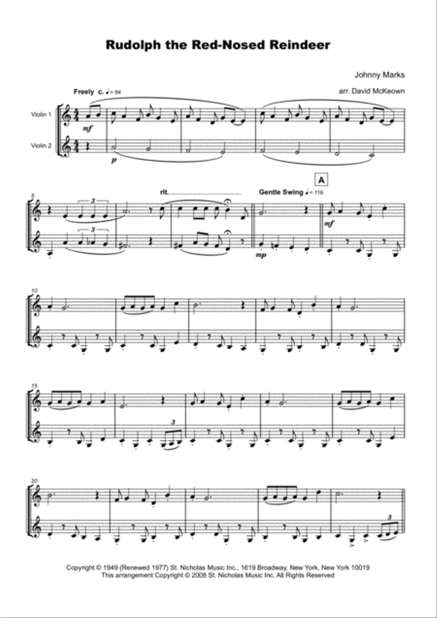 Rudolph The Red-nosed Reindeer String Duet scores gallery preview page 2