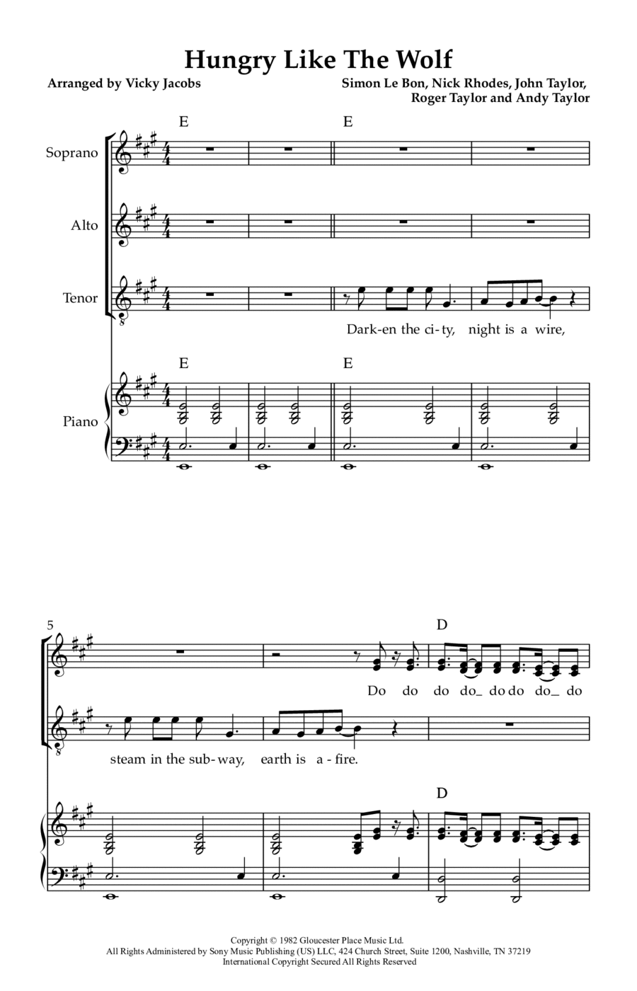 Hungry Like The Wolf Hungry Like The Wolf 3-Part scores gallery preview page 1