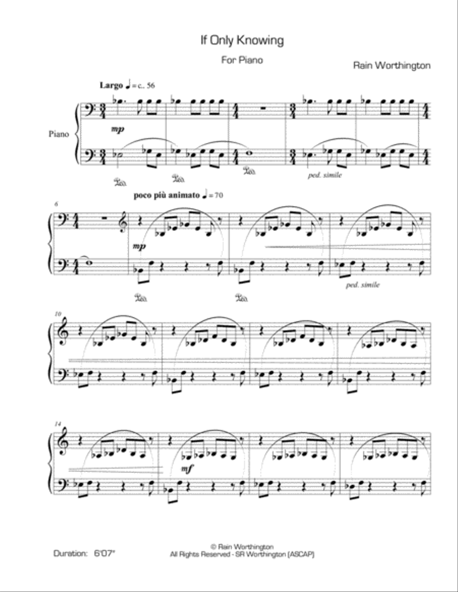 If Only Knowing – for piano Piano Solo scores gallery preview page 2