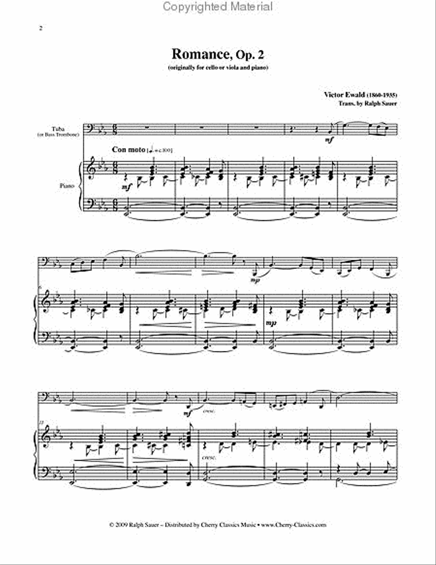 Romance, Op. 2 for Tuba & Piano Tuba scores gallery preview page 3