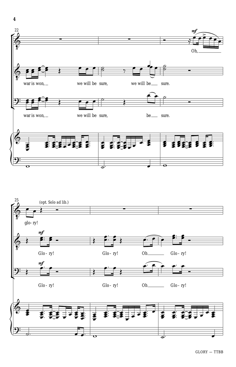 Glory (from Selma) (arr. Eugene Rogers) TTBB scores gallery preview page 4