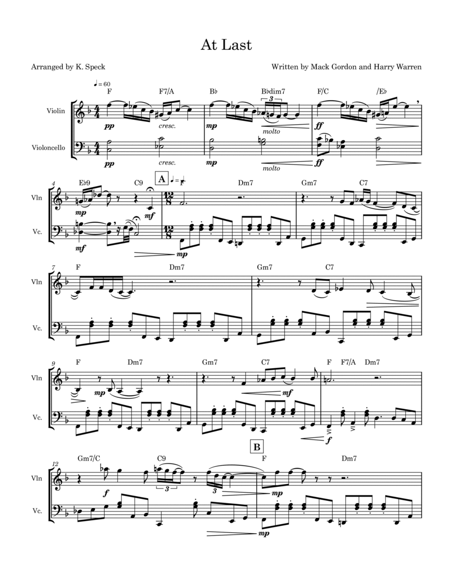 At Last At Last String Duet scores gallery preview page 1