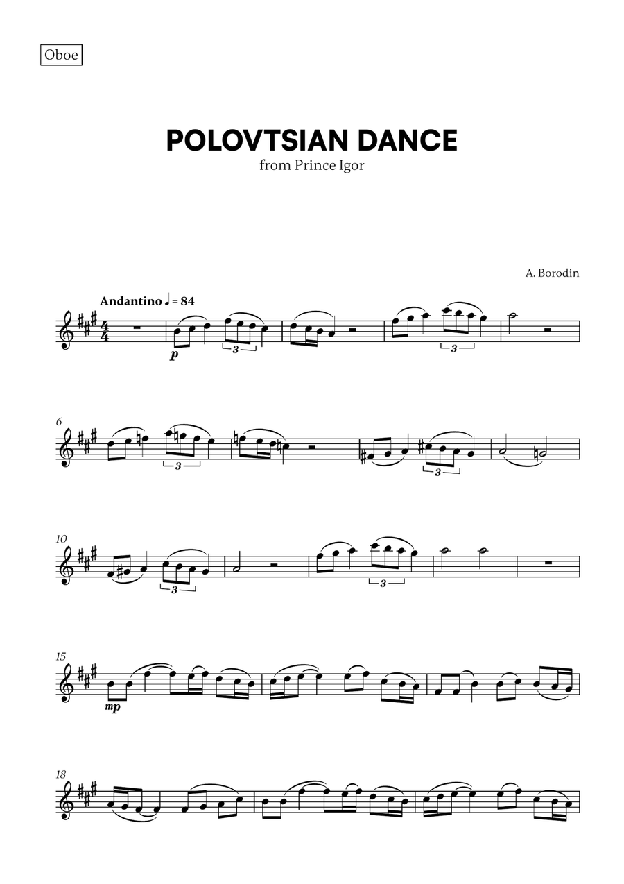 Polovtsian Dance (from Prince Igor) (for Oboe)