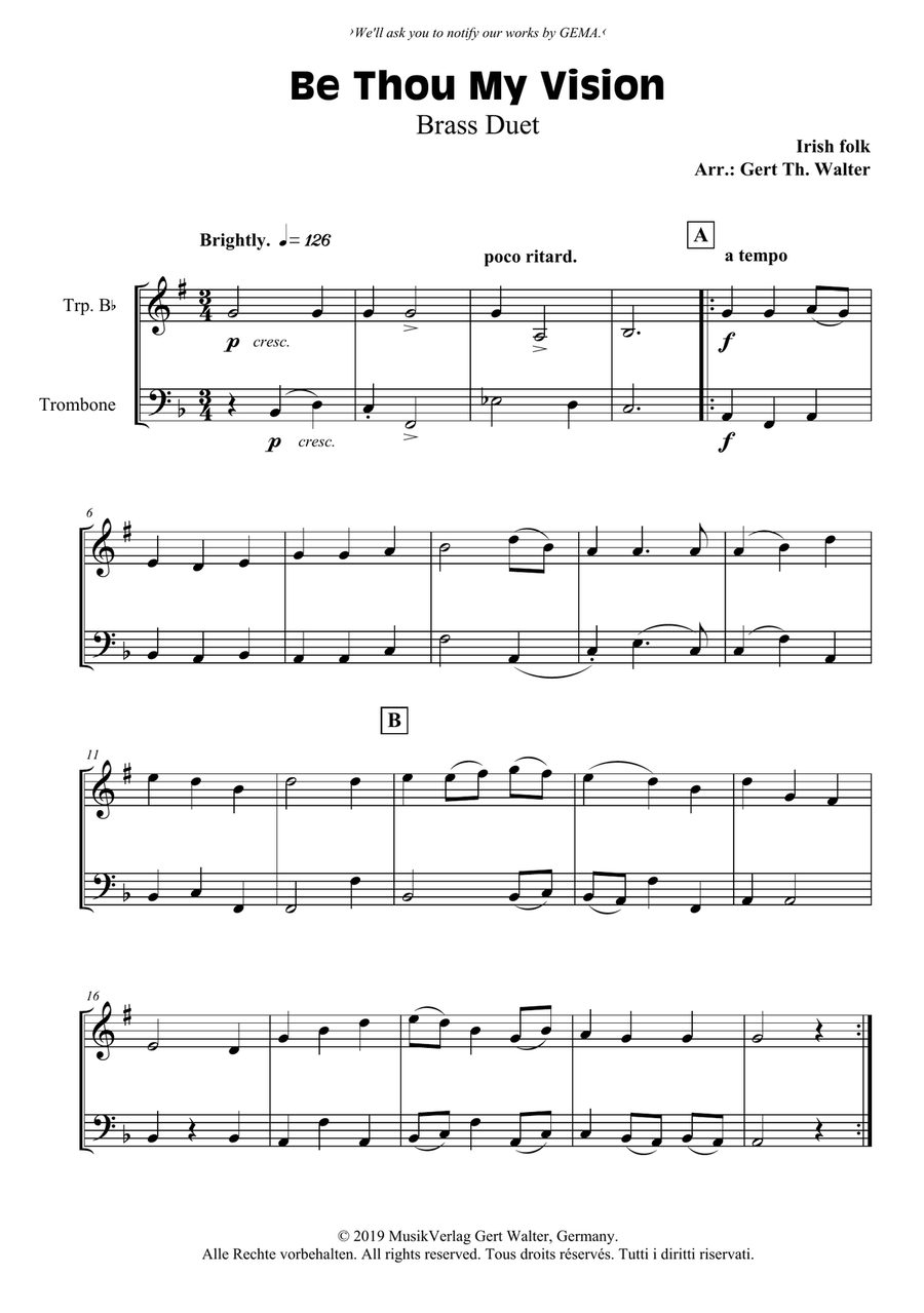 Be Thou My Vision Be Thou My Vision Brass Duet scores gallery preview page 1