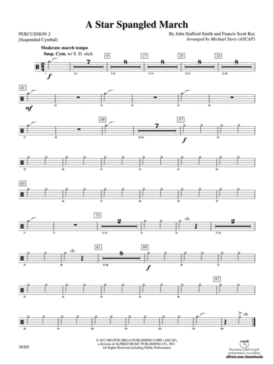 A Star Spangled March: 2nd Percussion Concert Band scores gallery preview page 1