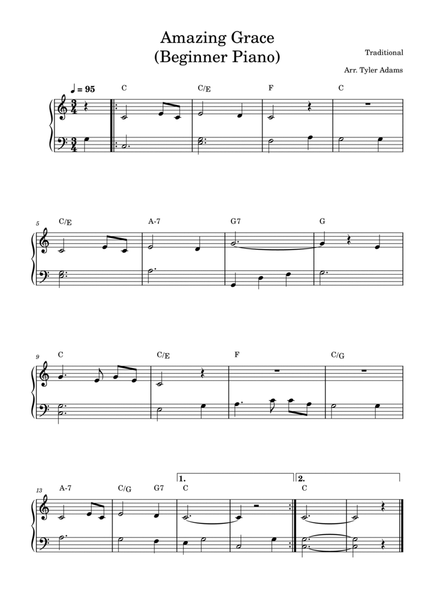 Amazing Grace (Beginner Piano) image number null