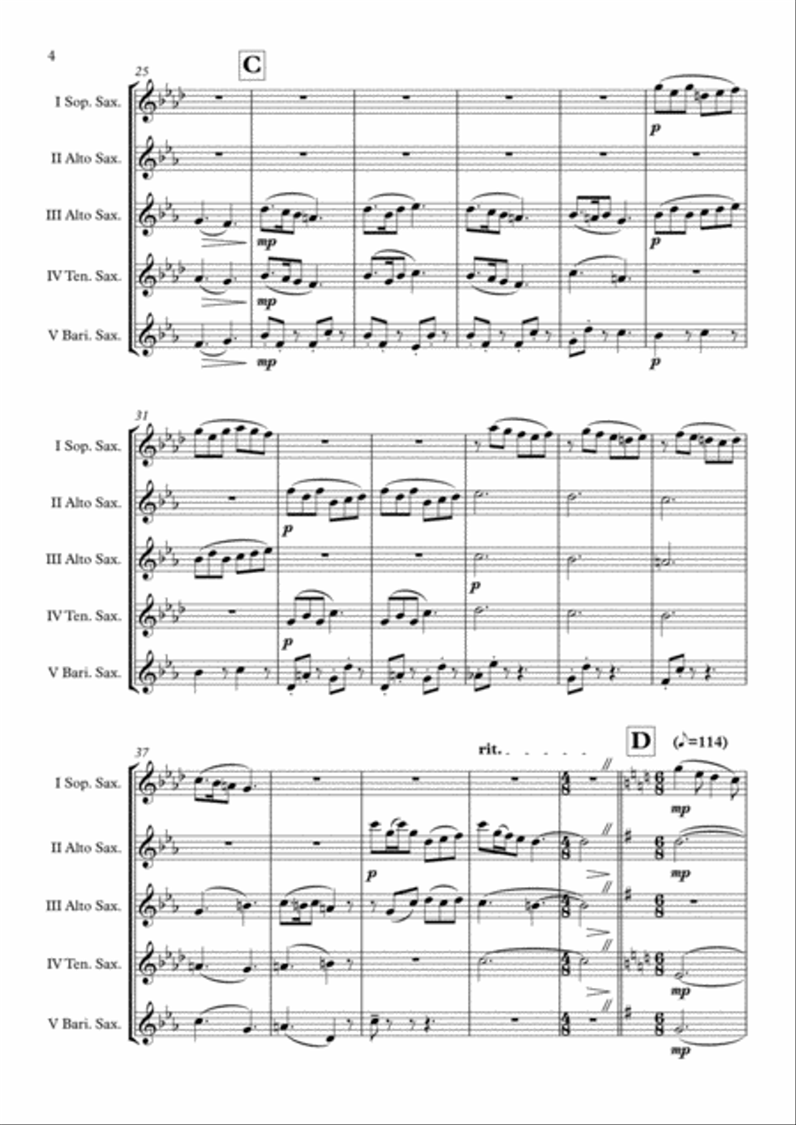 Peter Pan Peter Pan Saxophone Quintet scores gallery preview page 5