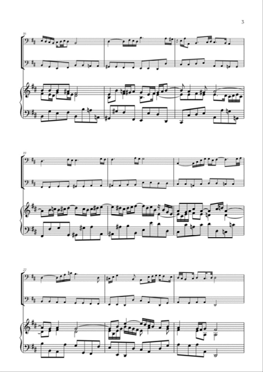 Johann Sebastian Bach - Air on the G String (for Trombone and Bassoon) Trombone Duet scores gallery preview page 3
