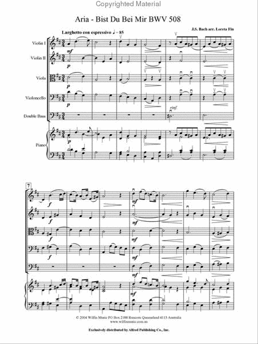Aria -- Bist Du Bei Mir Aria -- Bist Du Bei Mir String Orchestra scores gallery preview page 2