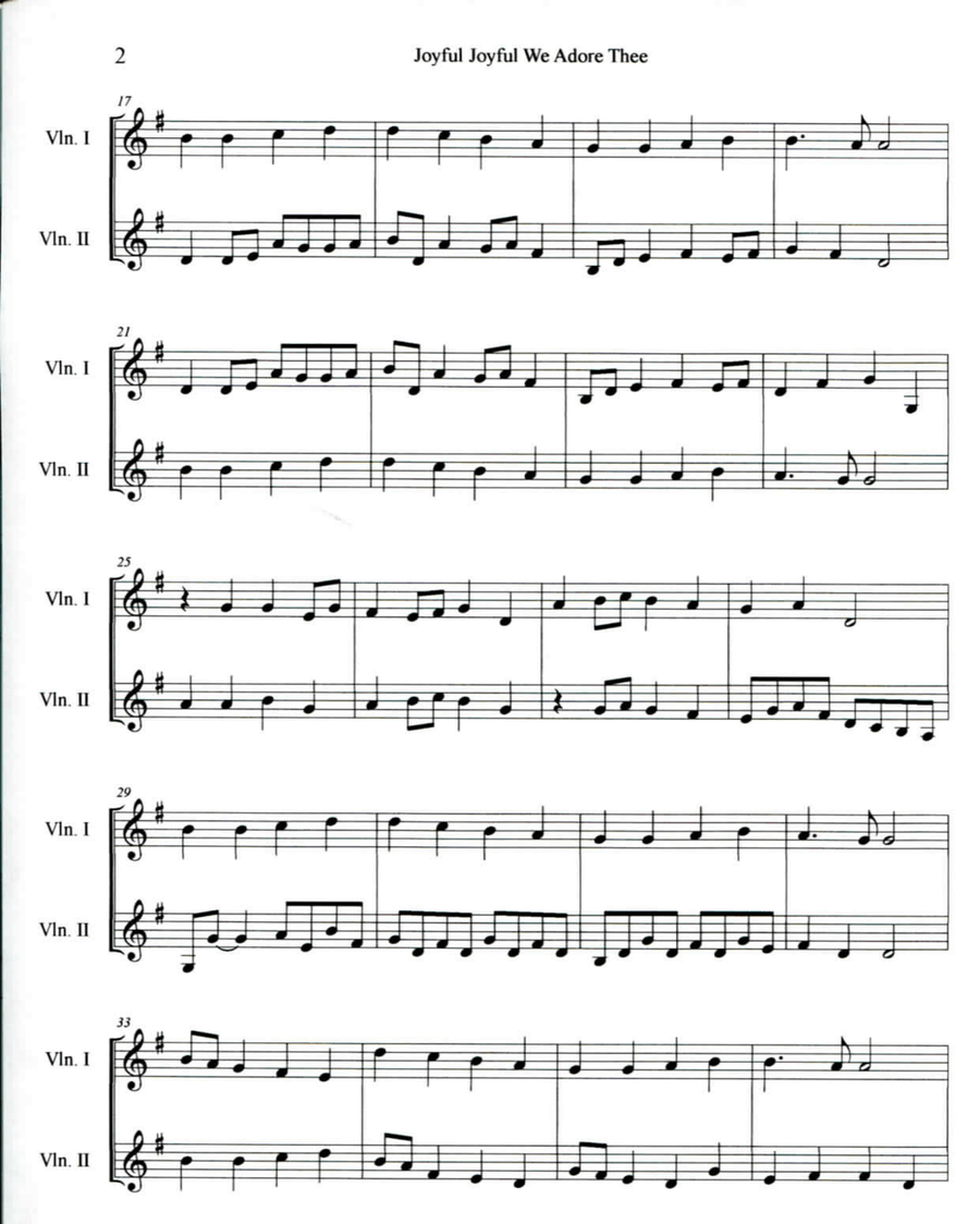 Joyful Joyful We Adore Thee - Hymn to Joy String Duet scores gallery preview page 2