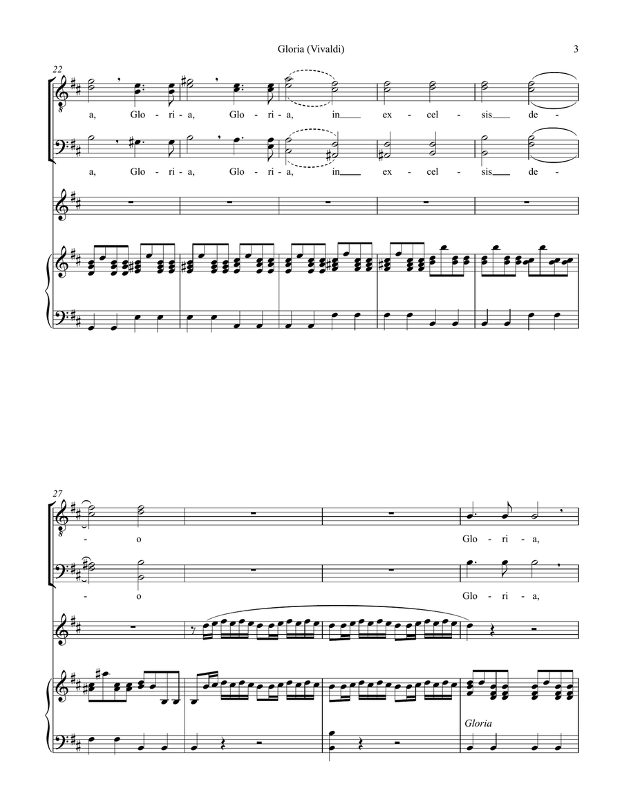 Gloria (Vivaldi) Gloria In Excelsis Deo TTBB scores gallery preview page 4