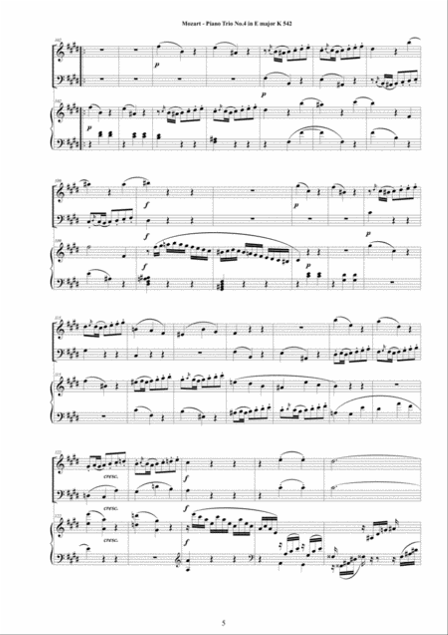 Mozart - Piano Trio No.4 in E major K542 for Violin, Cello and Piano Cello scores gallery preview page 5
