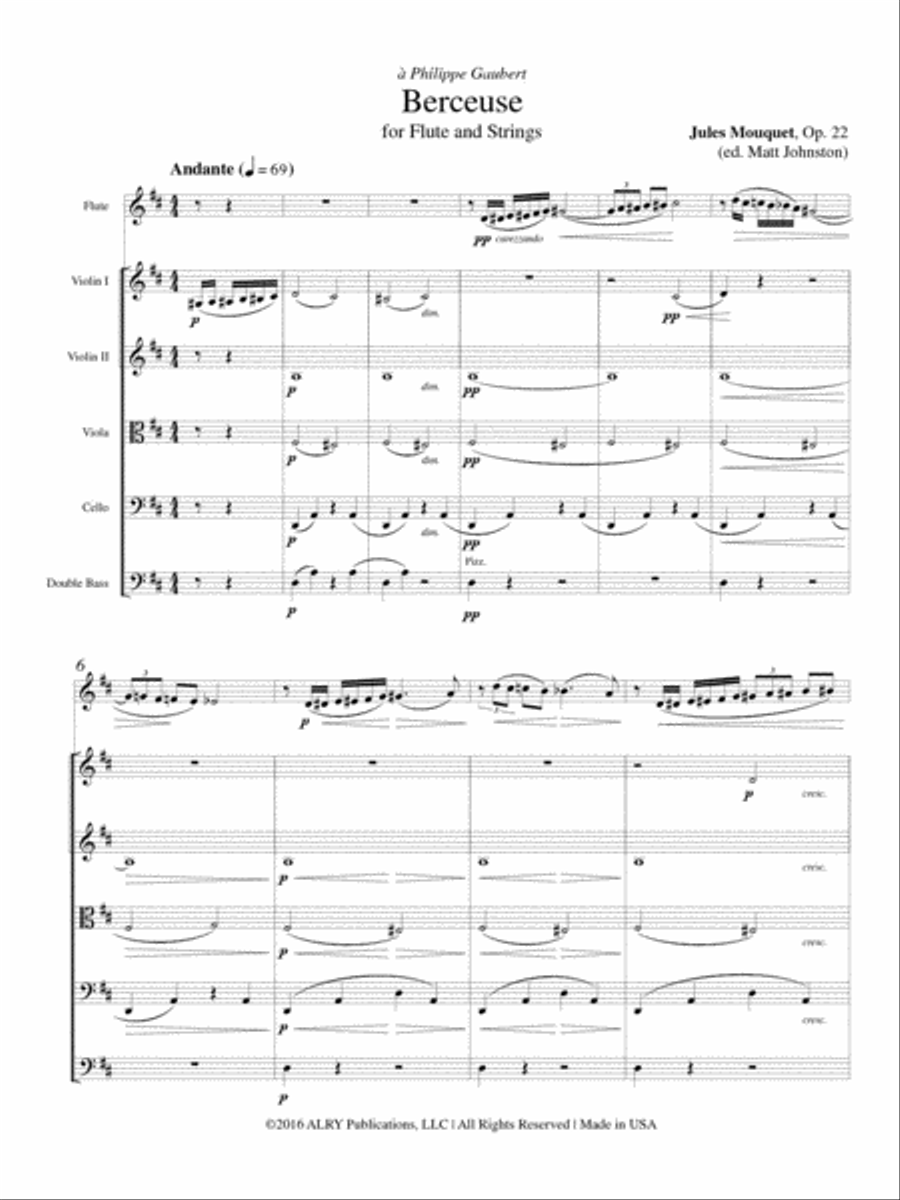 Berceuse for Flute and Strings Flute scores gallery preview page 2