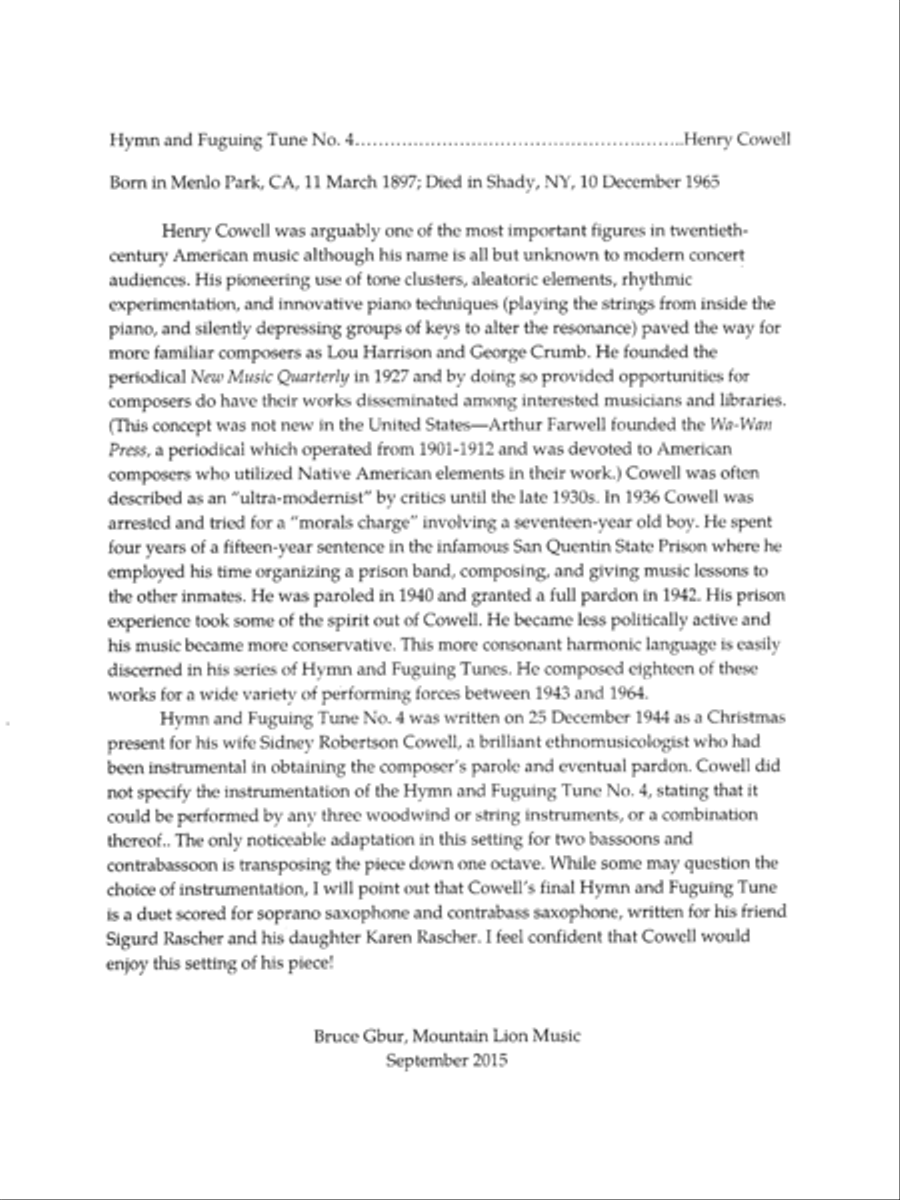 Hymn & Fuguing Tune #4 Bassoon scores gallery preview page 2