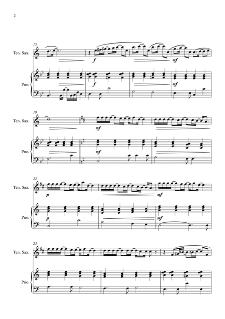 Vivo Per Lei Tenor Saxophone scores gallery preview page 2