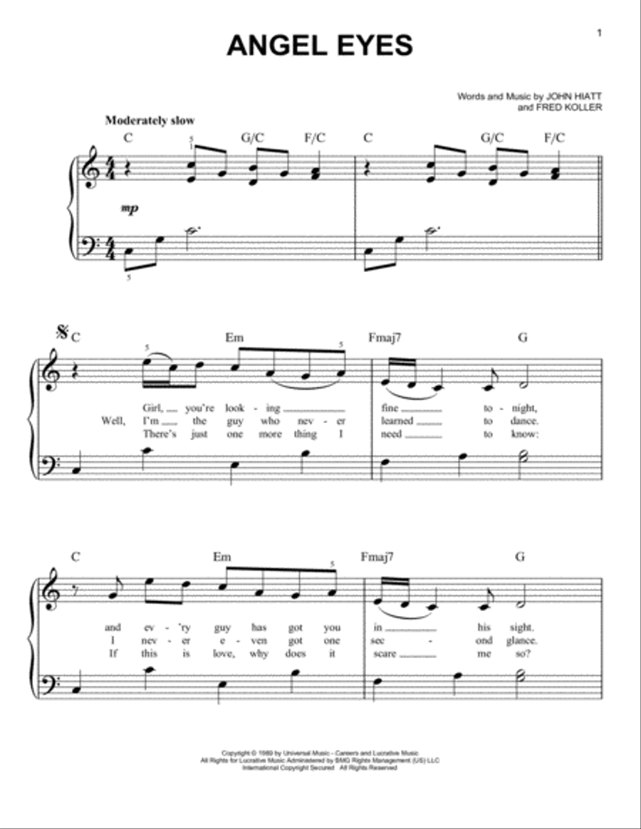 Angel Eyes Easy Piano scores gallery preview page 1