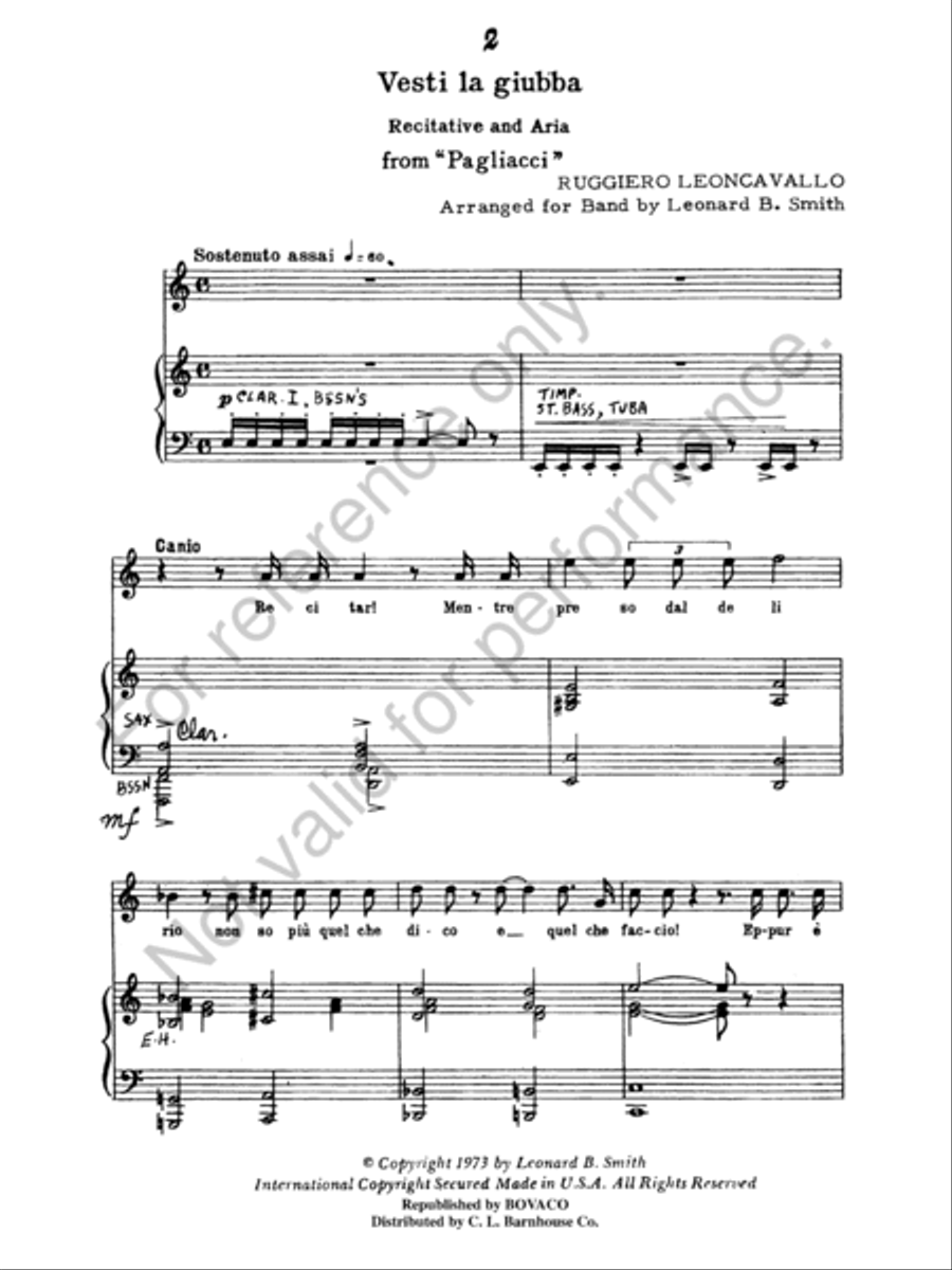 Vesti la Giubba Concert Band scores gallery preview page 3
