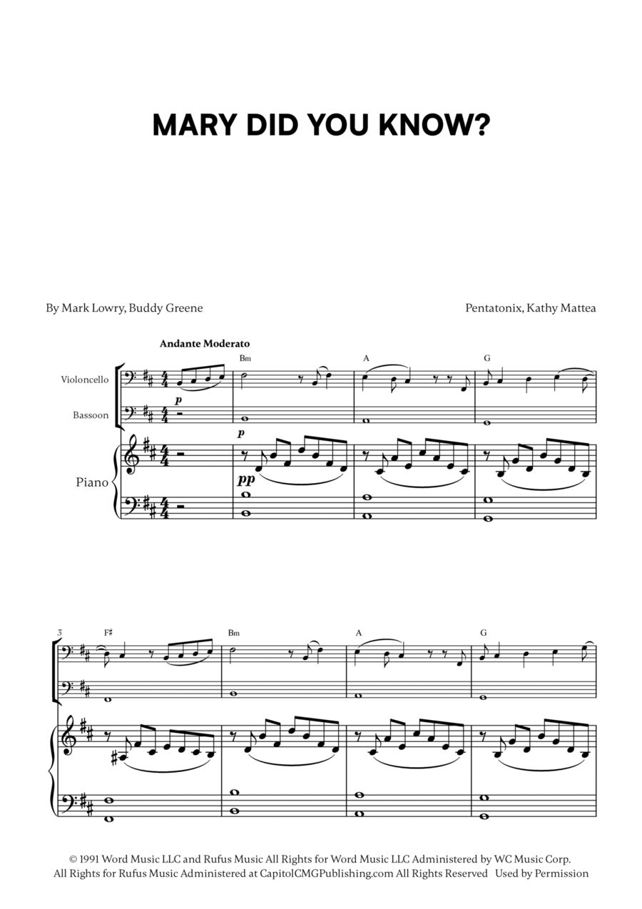 Mary, Did You Know? Bassoon scores gallery preview page 1