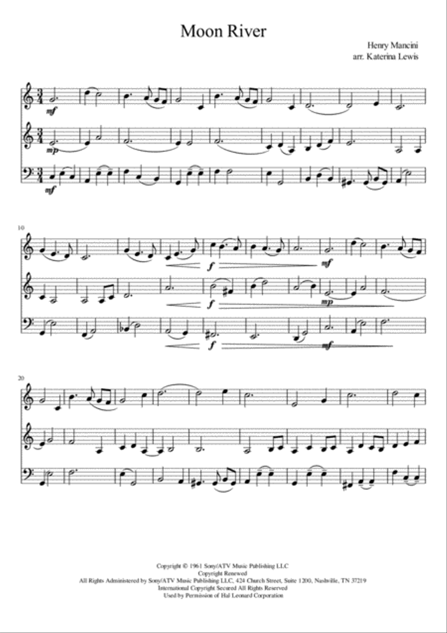 Moon River Moon River String Trio scores gallery preview page 1