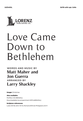 Book cover for Love Came Down to Bethlehem