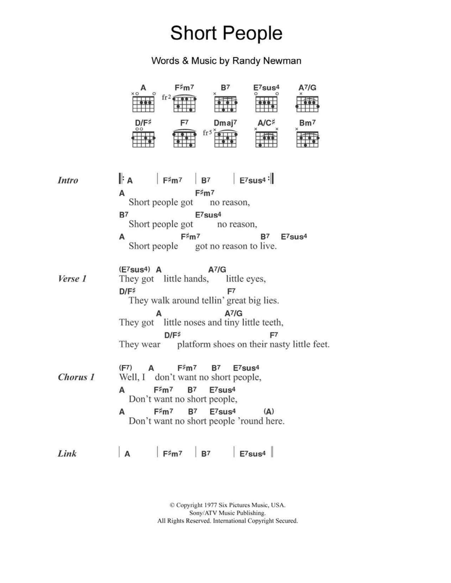 Short People Acoustic Guitar scores gallery preview page 1