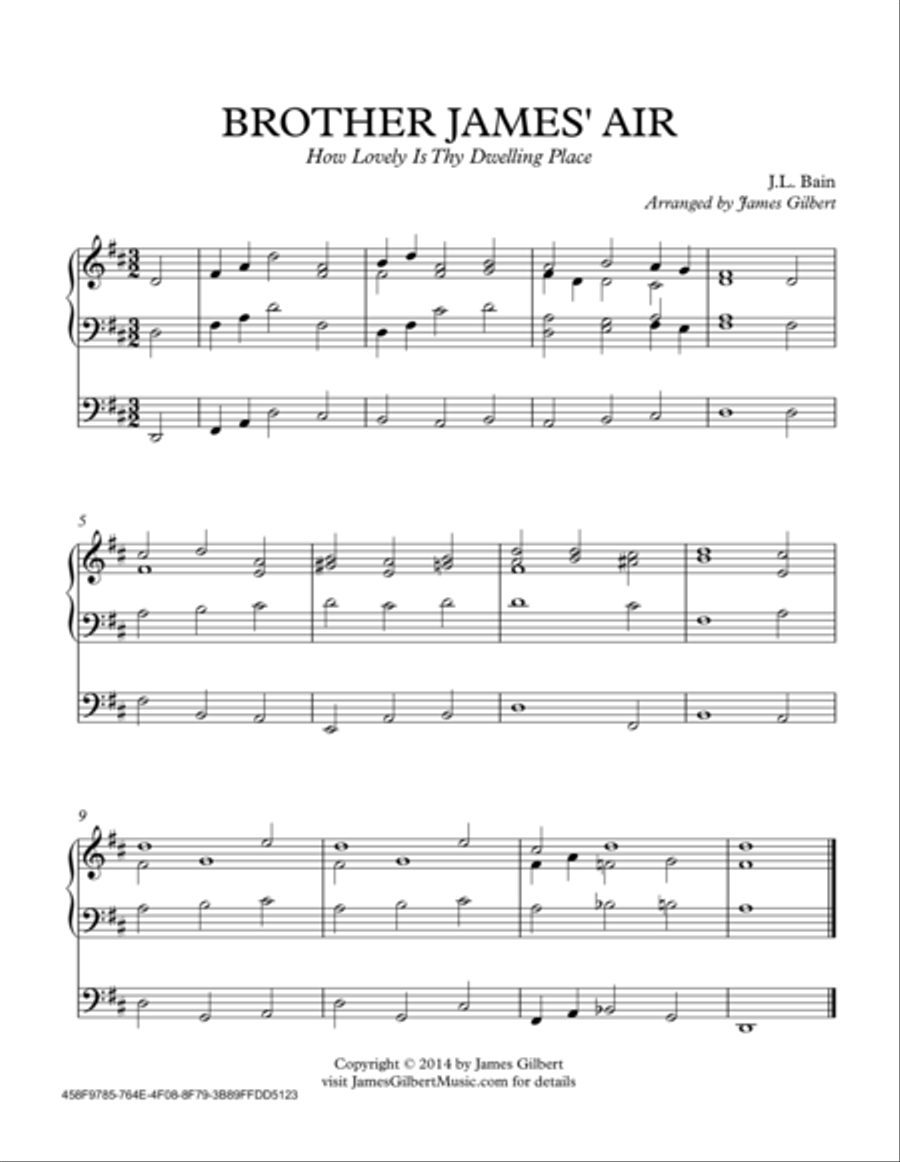BROTHER JAMES' AIR (How Lovely Is Thy Dwelling Place) Organ Solo scores gallery preview page 1