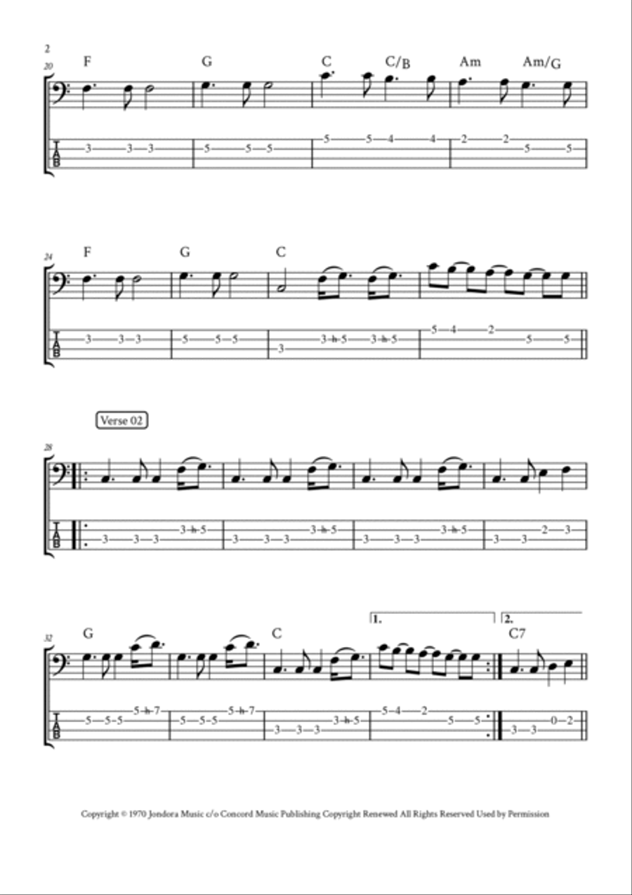 Have You Ever Seen The Rain? Bass Guitar scores gallery preview page 2