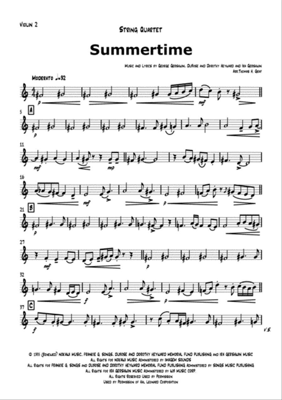 Summertime String Quartet scores gallery preview page 6