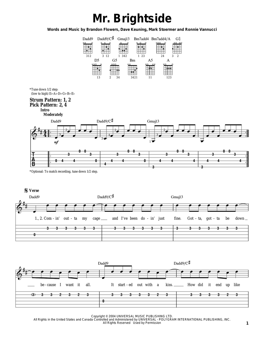 Mr. Brightside Acoustic Guitar scores gallery preview page 1