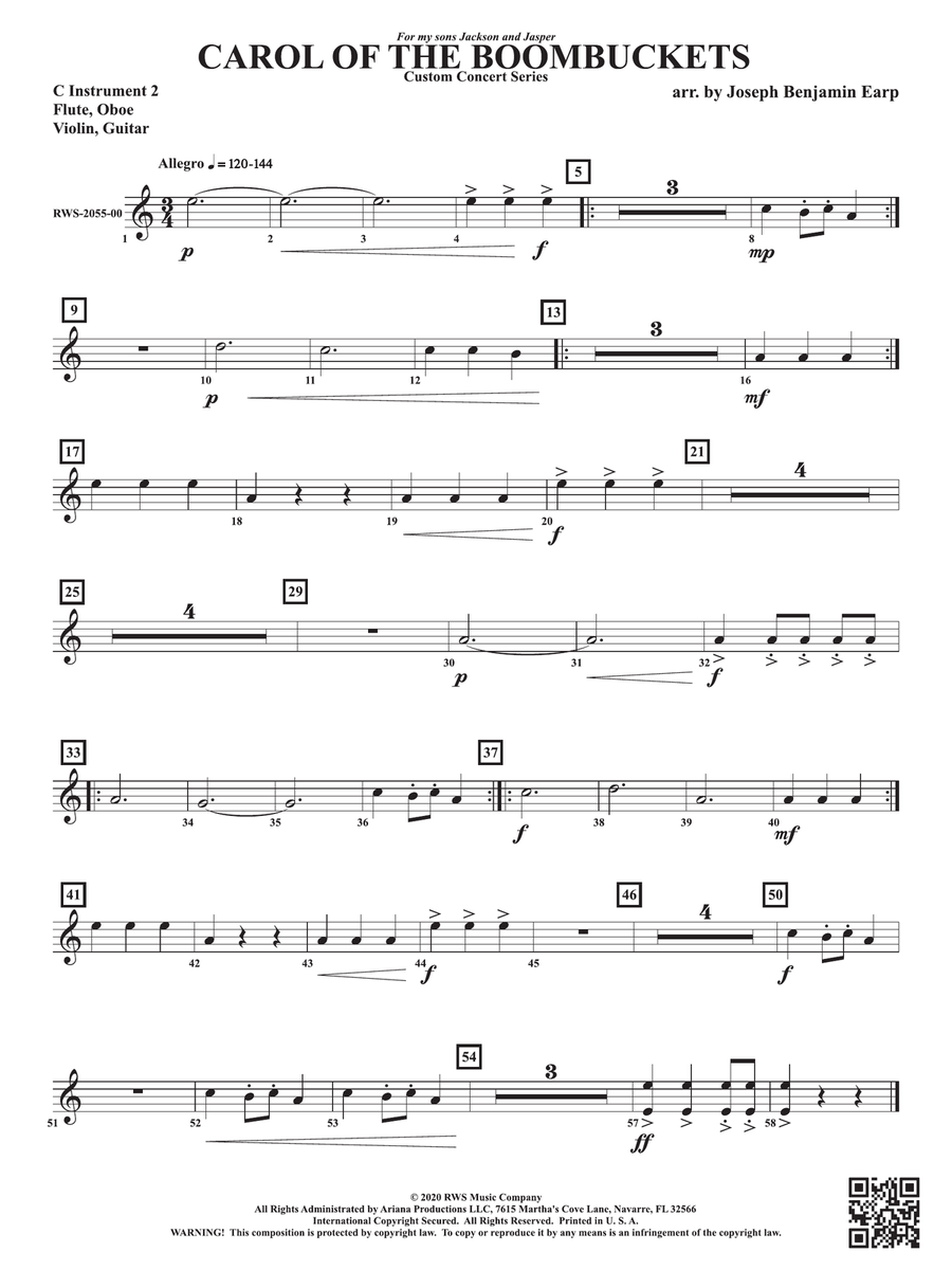 Carol of the Boombuckets: Part 2 - C Instruments T.C. C Instrument scores gallery preview page 1