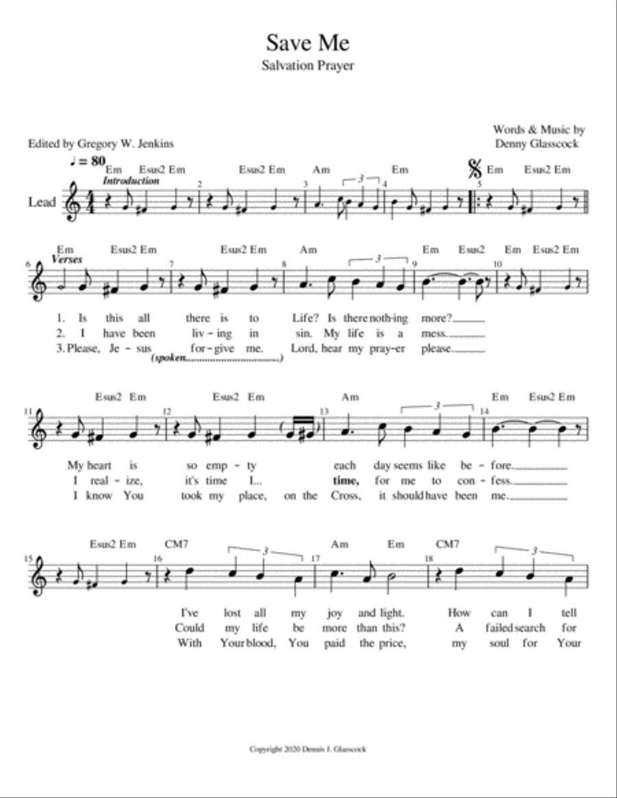 Save Me (Salvation Prayer) Small Ensemble scores gallery preview page 1