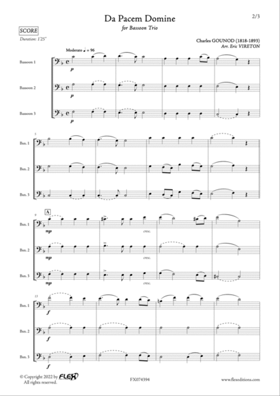 Da Pacem Domine Woodwind Trio scores gallery preview page 2